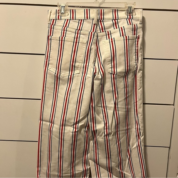 Express High Waisted Striped Button Fly Cropped Wide Leg Jeans NWT - Picture 4 of 9